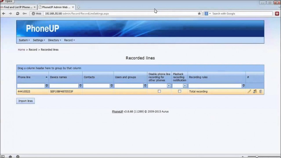 How to configuring Aurus PhoneUp Record module