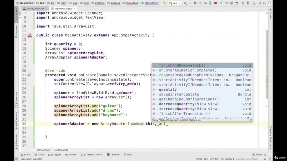 J: 4.5.1. Изучаем Java. Spinner . Android разработка на Kotlin - с нуля - видео