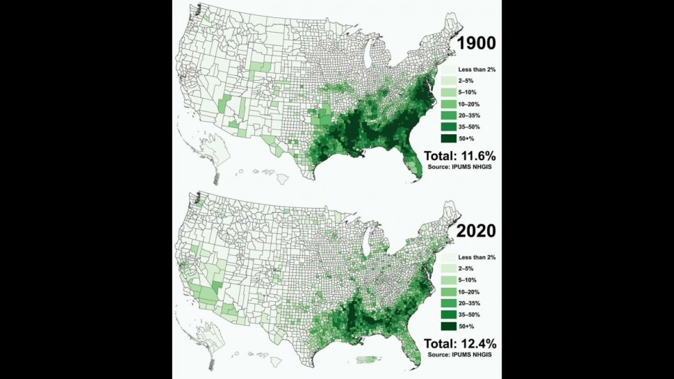 ГИС: Comparison of the Black Population in the U.S. 1900 vs 2020 #map #usa #worldmap - видео