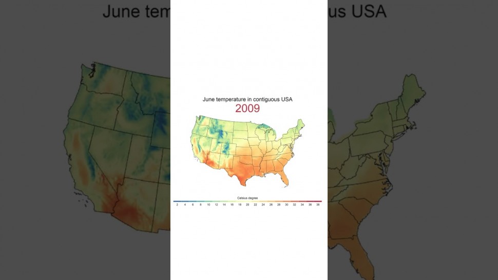 ГИС: US temperatures in June in the last 20 years - видео