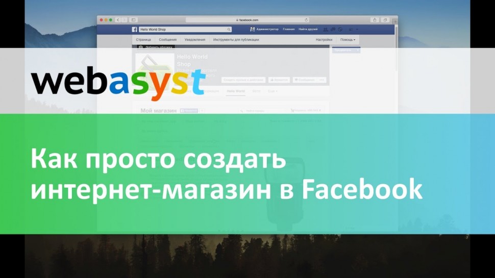 Webasyst: Как просто создать интернет-магазин в Facebook - видео