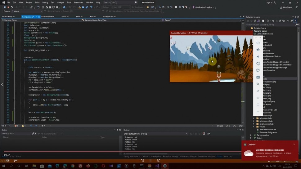 C#: Создание игры на C# Xamarin Android SurfaceView 2D Game tutorial part 3 в Visual Studio 2019 час