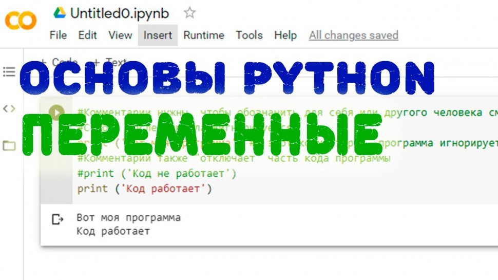 Python: Переменные в Python - видео